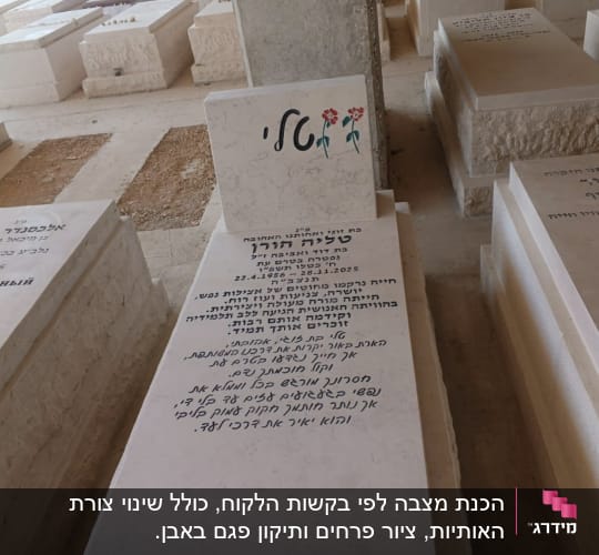 שורה של מצבות בבית עלמין עם כיתוב בעברית